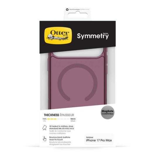 Funda para móvil OtterBox Symmetry Clear MagSafe Cover Polycarbonate Rose pour iPhone 17 Pro Max