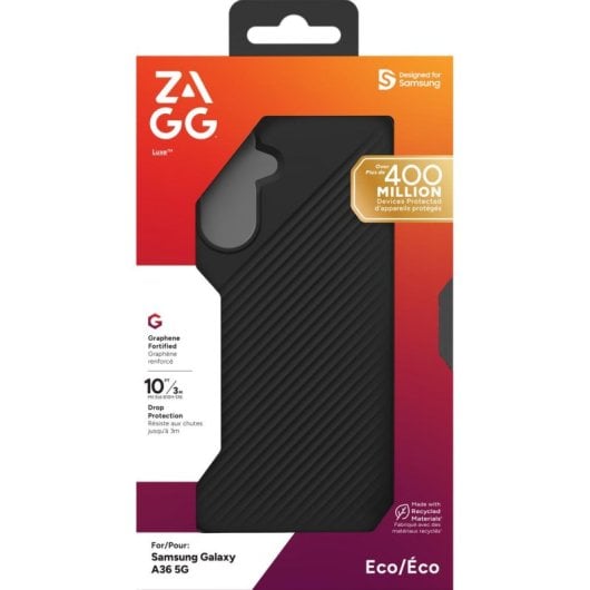 Coque pour mobile Zagg Luxe Coque Graphène Noir Antichoc pour Samsung Galaxy A36 5G