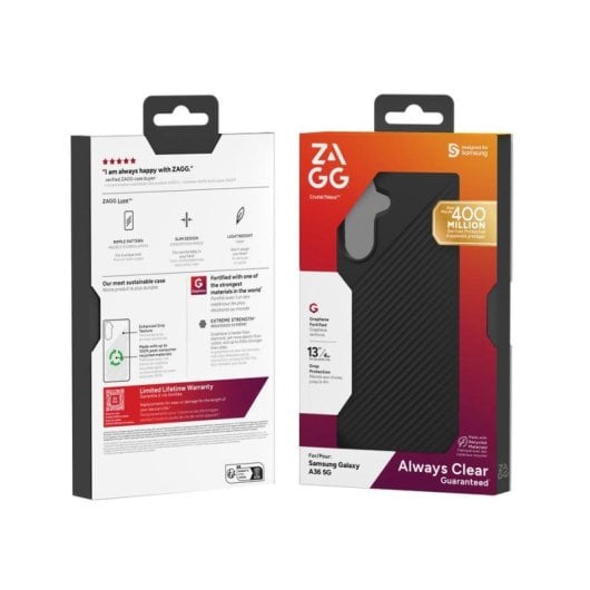 Coque pour mobile Zagg Luxe Coque Graphène Noir Antichoc pour Samsung Galaxy A36 5G