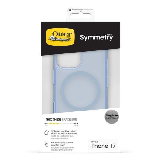 Funda para móvel OtterBox Symmetry Clear MagSafe Capa Transparente PC TPU Azul para iPhone 17
