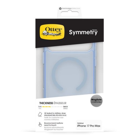 Funda para móvil OtterBox Symmetry Clear MagSafe Cover Polycarbonate Bleu Transparent antichoc pour iPhone 17 Pro Max
