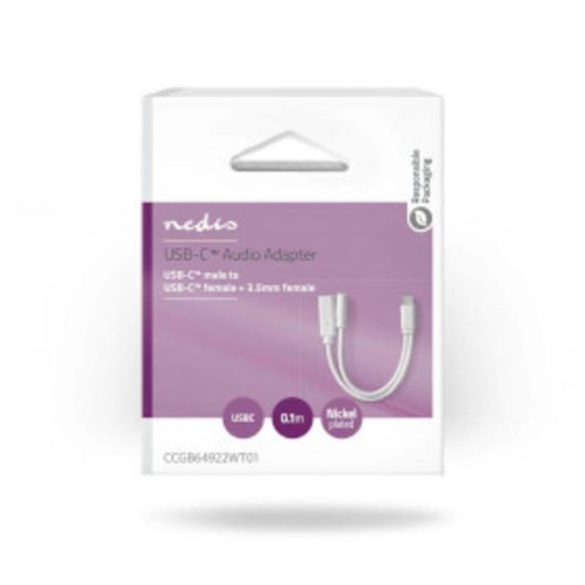 Cable USB C Nedis CCGB64922WT01 0,1 m carga rápida blanco