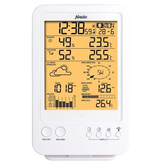 Estação Meteorológica Alecto WS-4800 Branco Display LCD Sensor Exterior