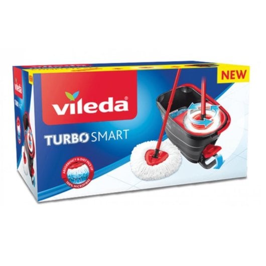 Mop VILEDA Turbo Smart Microfaser Rot Schwarz Einzeltank Ergonomischer Griff