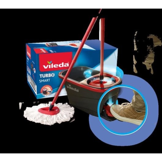 Mop VILEDA Turbo Smart Microfaser Rot Schwarz Einzeltank Ergonomischer Griff