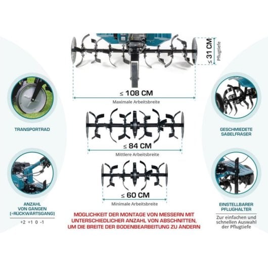 Motoenxada Könner & Söhnen KS 7HP-950A 7HP largura 108 cm profundidade 31 cm gasolina