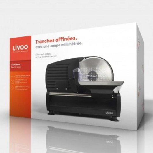 Trancheuse LIVOO DOM396 150 W lame 19 cm métal noir épaisseur réglable