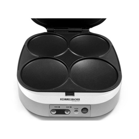 Crepe Maker Rommelsbacher PC 1800 4 Stück Antihaft Silber LED Timer