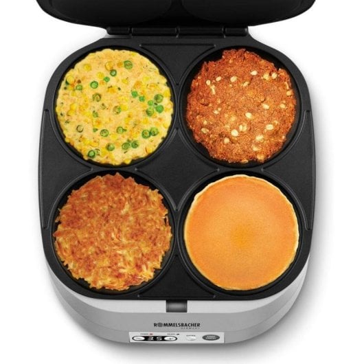 Crepe Maker Rommelsbacher PC 1800 4 Stück Antihaft Silber LED Timer