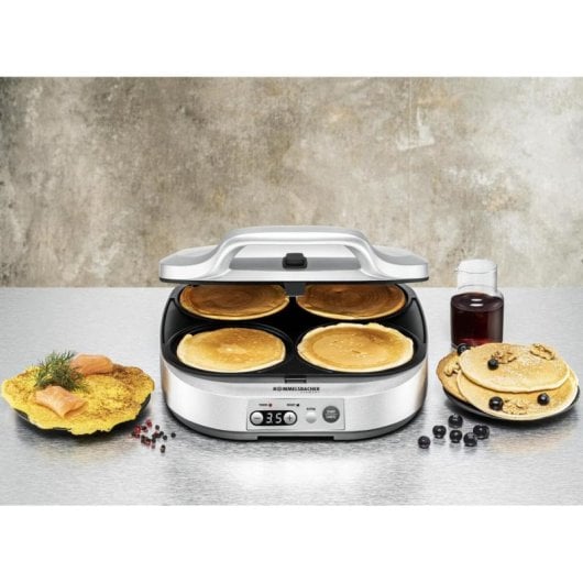 Crepe Maker Rommelsbacher PC 1800 4 Stück Antihaft Silber LED Timer