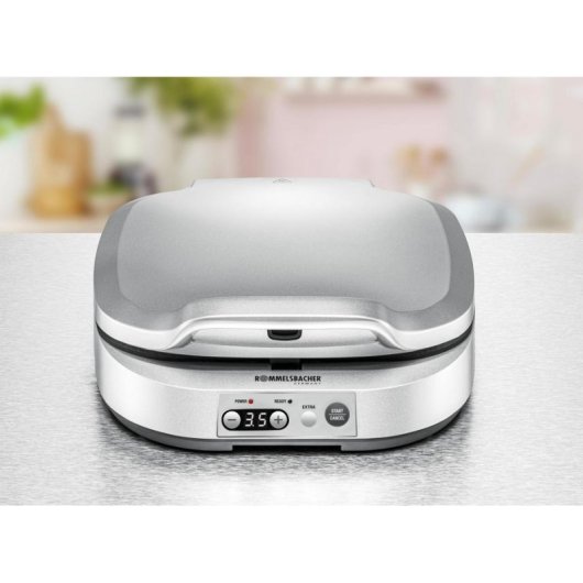 Crepe Maker Rommelsbacher PC 1800 4 Stück Antihaft Silber LED Timer
