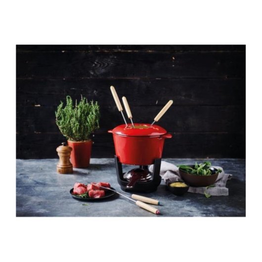 Jeu à fondue BEKA 16303734 1L fonte émaillée rouge induction inclus