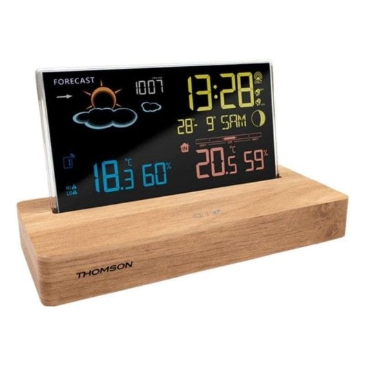 Station météo Thomson CT610 bois noir écran couleur prévisions alarme