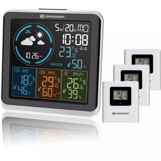 Stazione meteorologica BRESSER Quadro Individio con 3 sensori esterni LCD colore