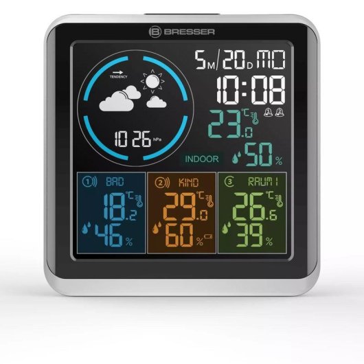 Stazione meteorologica BRESSER Quadro Individio con 3 sensori esterni LCD colore