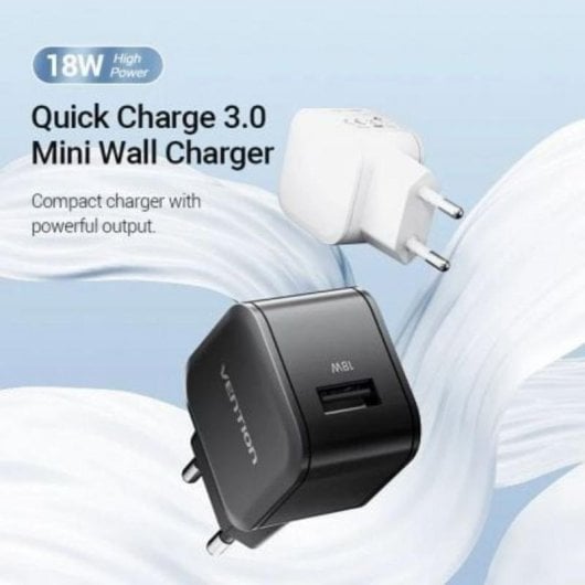 Caricatore da parete Vention FEKW0-EU 18W USB GaN Quick Charge bianco