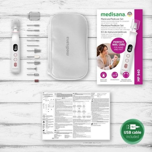 Set Manicure Medisana MP 940 Sem Fios Ecrã LCD 10 Acessórios