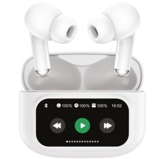 Écouteurs Muvit M2404 True Wireless Bluetooth ANC ENC, boîtier affichage, blanc