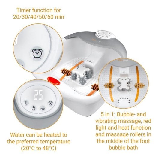 Limpa-pés Medisana FS 885 Hidromassagem Temporizador Função Calor Branco/Cinza