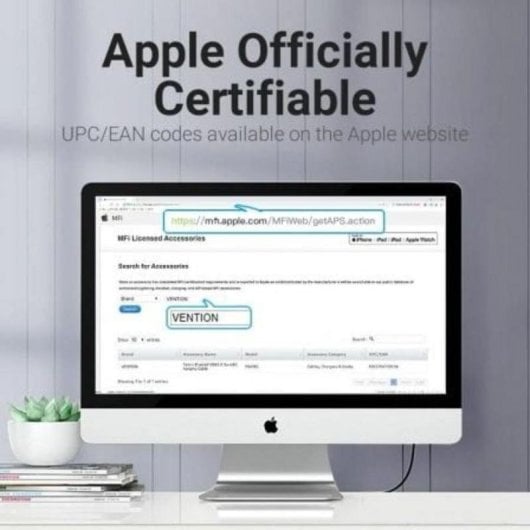 Câble USB 2.0 Vention LABH Gris 1,5 m Aluminium Lightning MFi