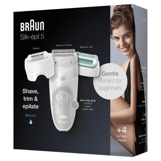 Depilatore Braun Silk-épil 5 81770430 MicroGrip 28 pinzette Wet&Dry Bianco