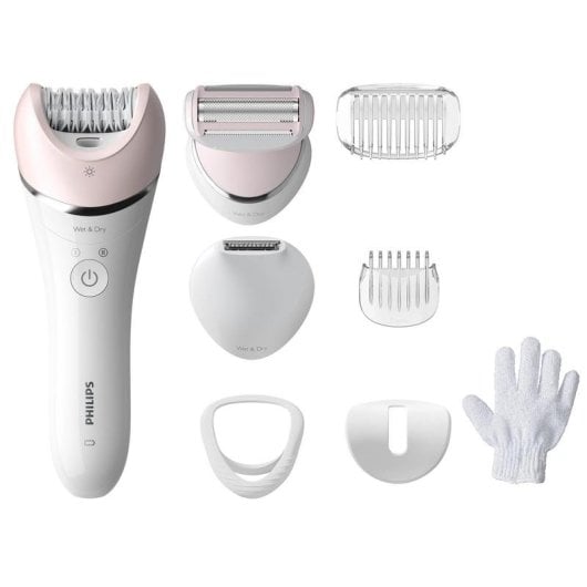 Depilatrice Philips Epilator Series 8000 BRE721/00 Wet & Dry 32 pinzette Rosa Bianco