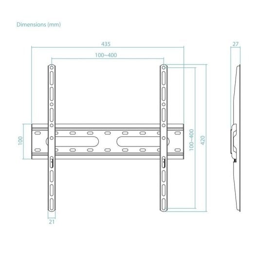 Support mural TV TooQ LP1072F-B acier 32"-70" VESA 45 kg noir