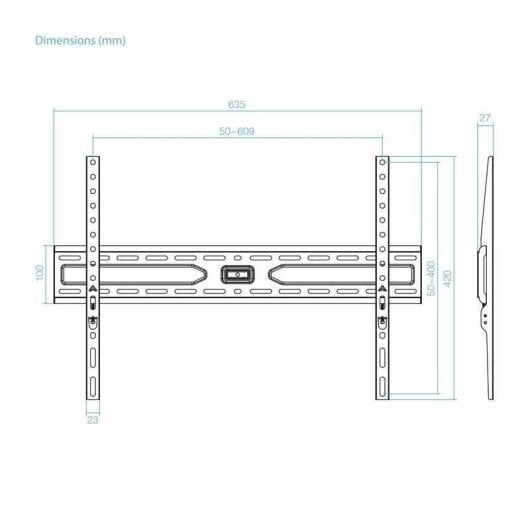 Support TV TooQ LP1050F-B mural fixe acier noir 37-86 pouces VESA 45 kg