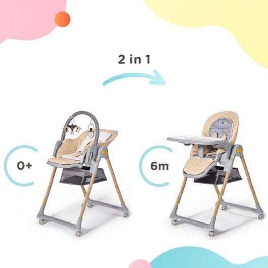 Trona Kinderkraft LASTREE 2-en-1 transformable compacte gris siège rembourré