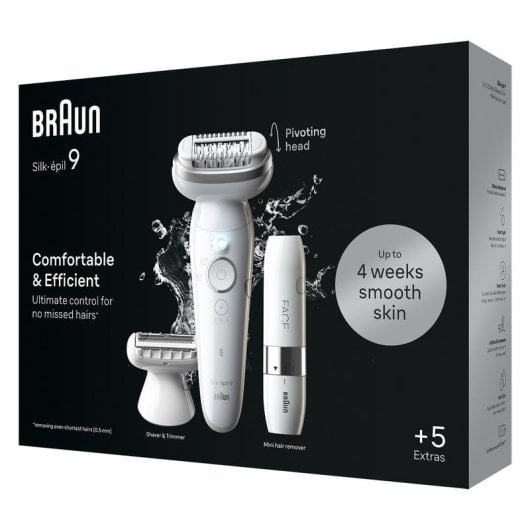 Depilatore Braun Silk-épil 9 9-341 40 pinzette Wet&Dry MicroGrip Bianco