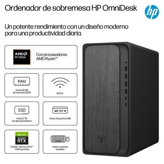 HP OmniDesk Desktop M02-0013ns AMD Ryzen 5 8500G 16GB 1TB SSD Radeon Windows 11 Wi-Fi 6