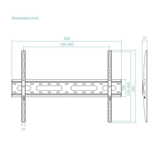 Support TV TooQ LP1082F-B mural fixe 37-80" acier noir, ultra fin 45kg