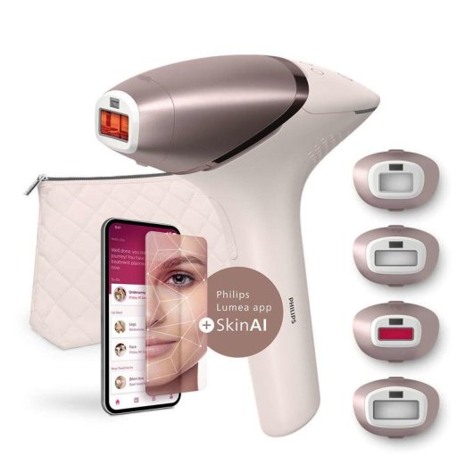 Depilatore IPL Philips Lumea BRI951/00 SenseIQ SkinAI Senza Fili Rosa Oro Rosa