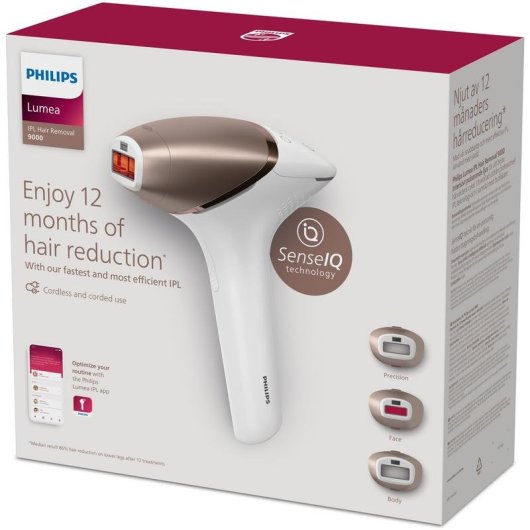 Depiladora de luz pulsada PHILIPS BRI955/00 inalámbrica SenseIQ oro blanco
