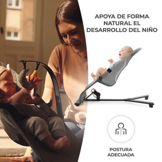 Hamaca de bebé Kinderkraft MIMI beige respaldo ajustable plegable juguetes