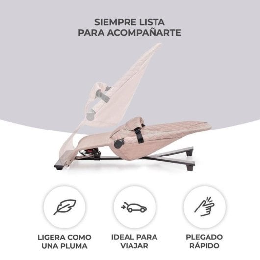 Hamaca de bebé Kinderkraft MIMI beige respaldo ajustable plegable juguetes