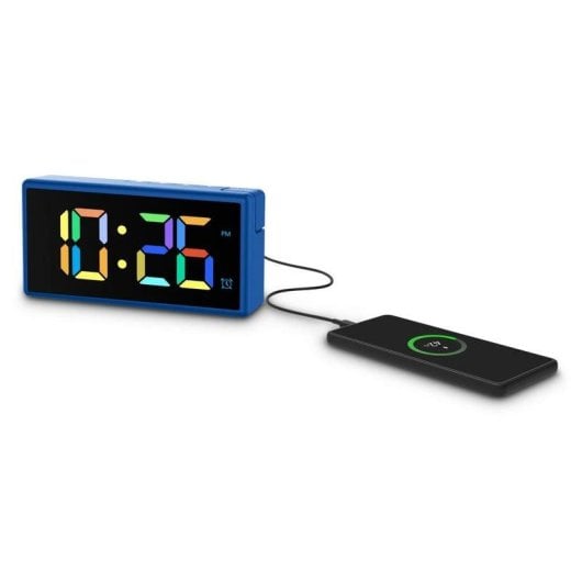Despertador Hama Ibiza Digital Ecrã Multicolor Ajustável Carga USB Azul