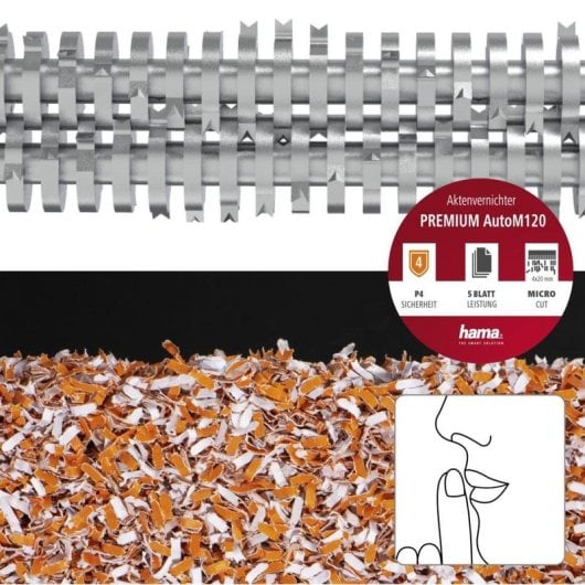 Aktenvernichter Hama Premium AutoM120 Microcut 120 Blatt 25L Schwarz