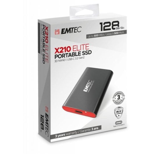 Disco Duro EMTEC X210 Elite 128GB SSD USB-C 10 Gbit/s Aluminio