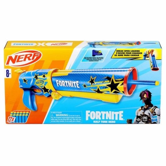 Pistola de brinquedo HASBRO Nerf Fortnite Half Tone Hero 12 dardos azul/amarelo