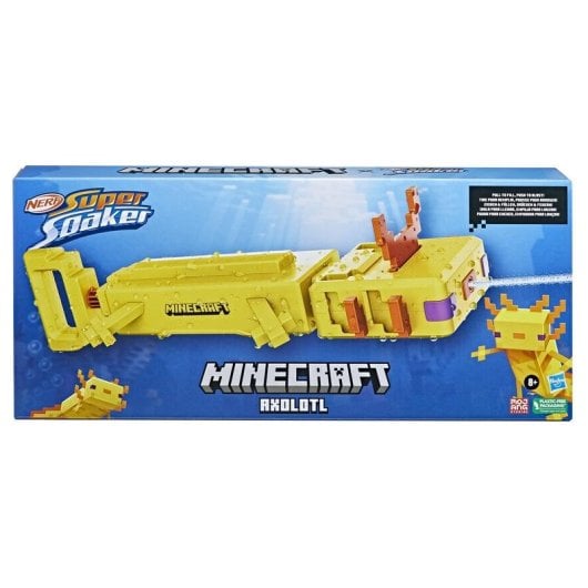 Pistola de água Hasbro Axolotl Minecraft Nerf Depósito Integrado 1 Peça