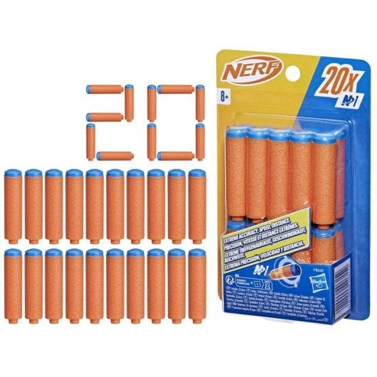Recharge Nerf F8640EU4 20 fléchettes Bleu Orange pour pistolets jouets