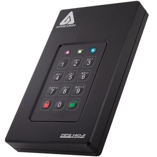 Disco Duro Apricorn Aegis Fortress L3 2TB HDD 5400rpm USB 3.2 Proteção PIN e AES