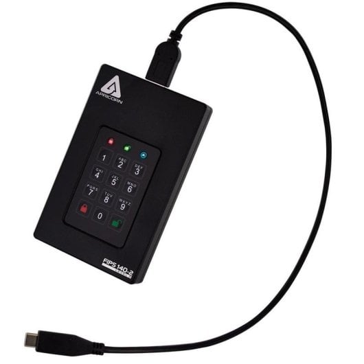 Disco Duro Apricorn Aegis Fortress L3 2TB HDD 5400rpm USB 3.2 Proteção PIN e AES