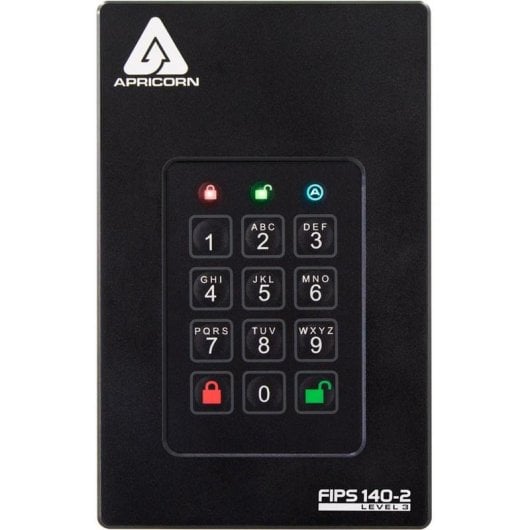 Disco Duro Apricorn Aegis Fortress L3 2TB HDD 5400rpm USB 3.2 Proteção PIN e AES