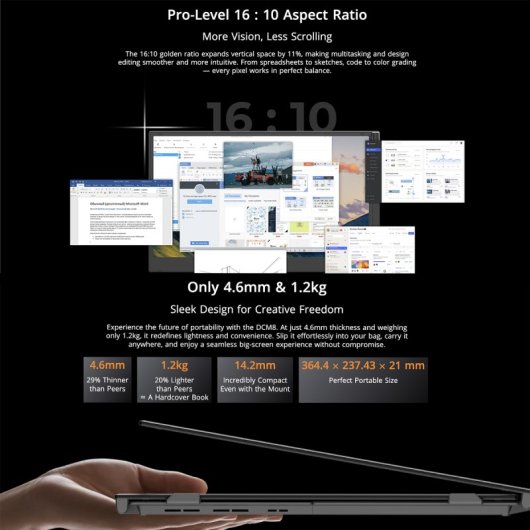 Moniteur Blackview DCM8 15,3 pouces, Full HD 60 Hz, double port USB-C, charge inversée 100 W