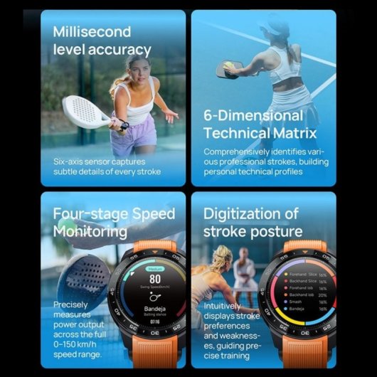 Mibro Gs Explorer S Smartwatch, Estadísticas Pádel, Gps, 10 Atm, Pantalla Amoled 1.32'', Autonomía 20 Días, Doble Correa