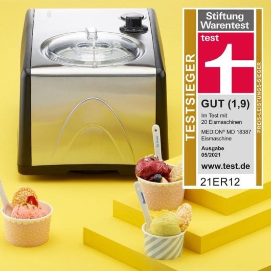 Heladora MEDION MD 18387 compressor preto prateado 1,5L LED 150W