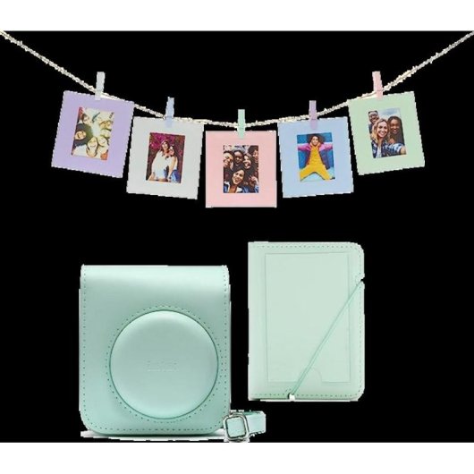 Kit para Câmara Fujifilm Instax Mini 12 Verde Funda Poliuretano e Acessórios
