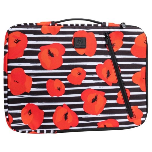Notebook Tasche Exacompta Mohnblume Sleeve Case bis 16 Zoll Recycelt Schwarz Rot